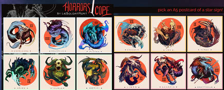 Horror/Cope separate A5 postcards