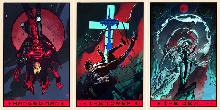 Trigun tarot - A5 The Hanged Man | The Tower | The Devil